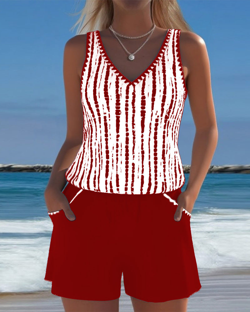 Leslie - Casual Tankini Shorts Set