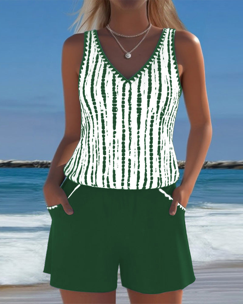 Leslie - Casual Tankini Shorts Set