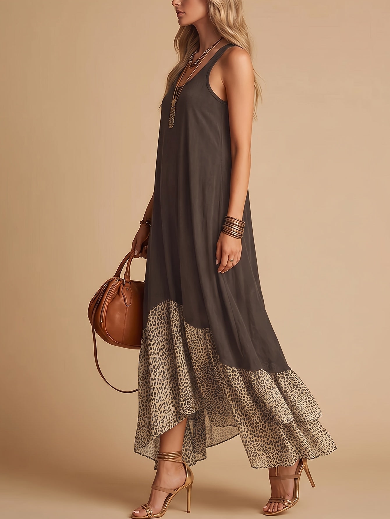 Emerson | Bohemian Leopard Hem Maxi Dress