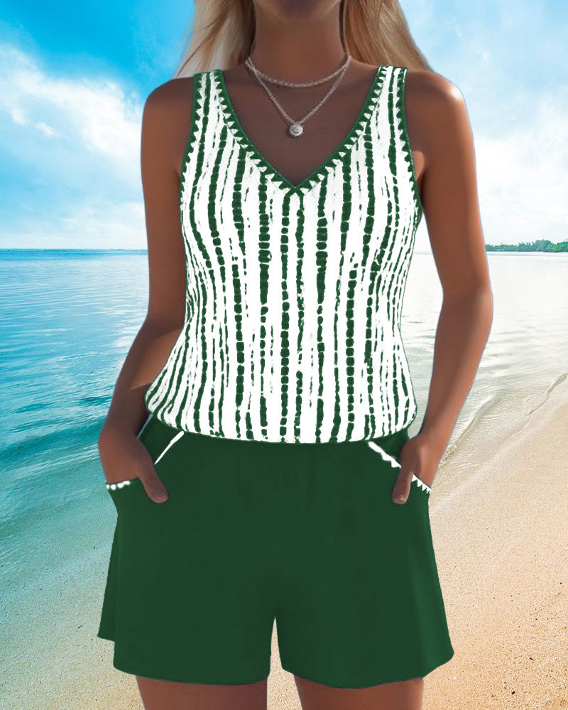 Leslie - Casual Tankini Shorts Set