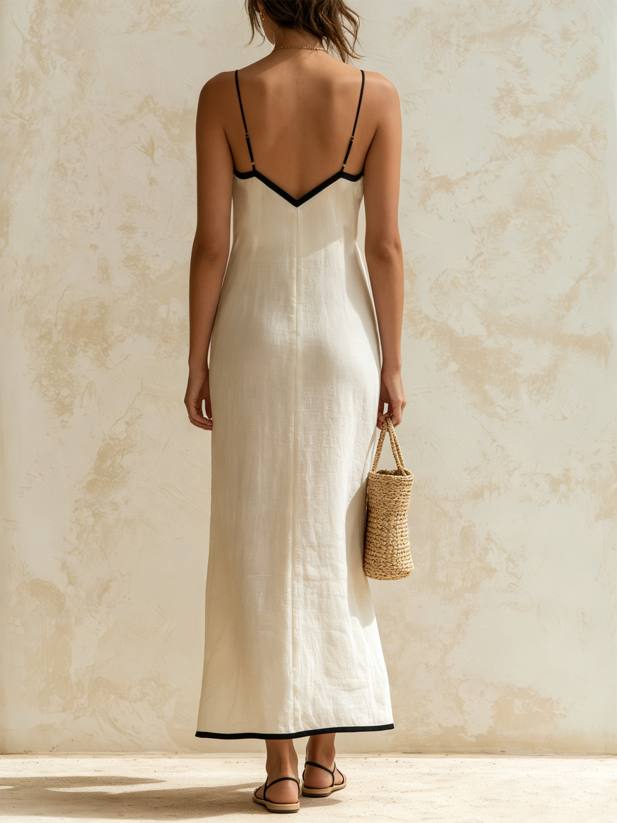 Ebby | Long Contrast Chevron Dress
