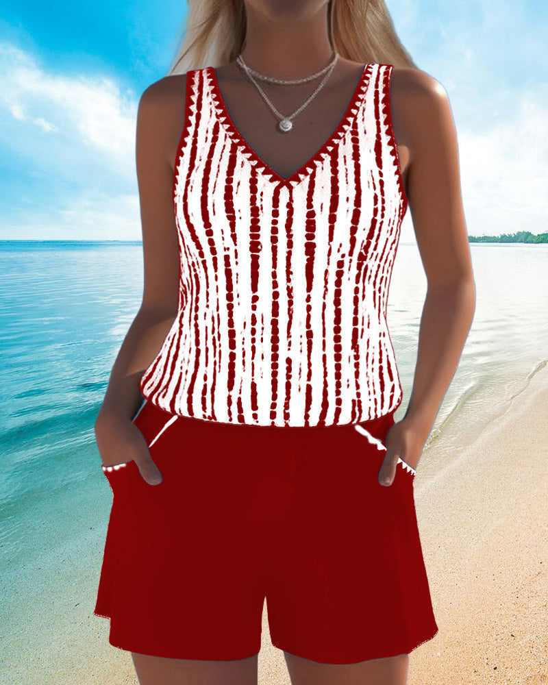 Leslie - Casual Tankini Shorts Set