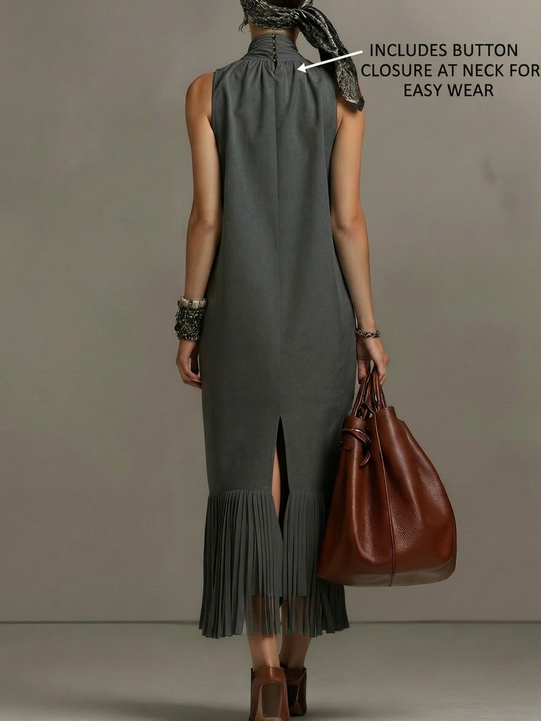Millie | Western Fringe Halter Maxi Dress