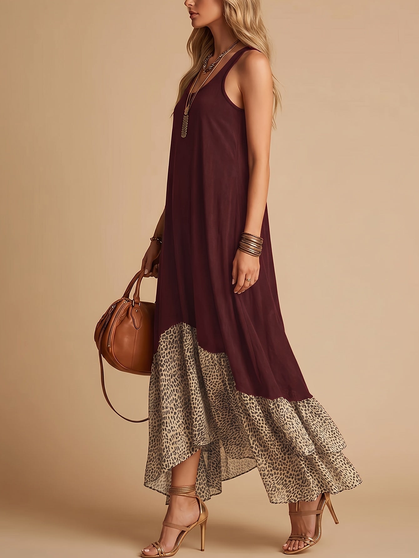 Emerson | Bohemian Leopard Hem Maxi Dress