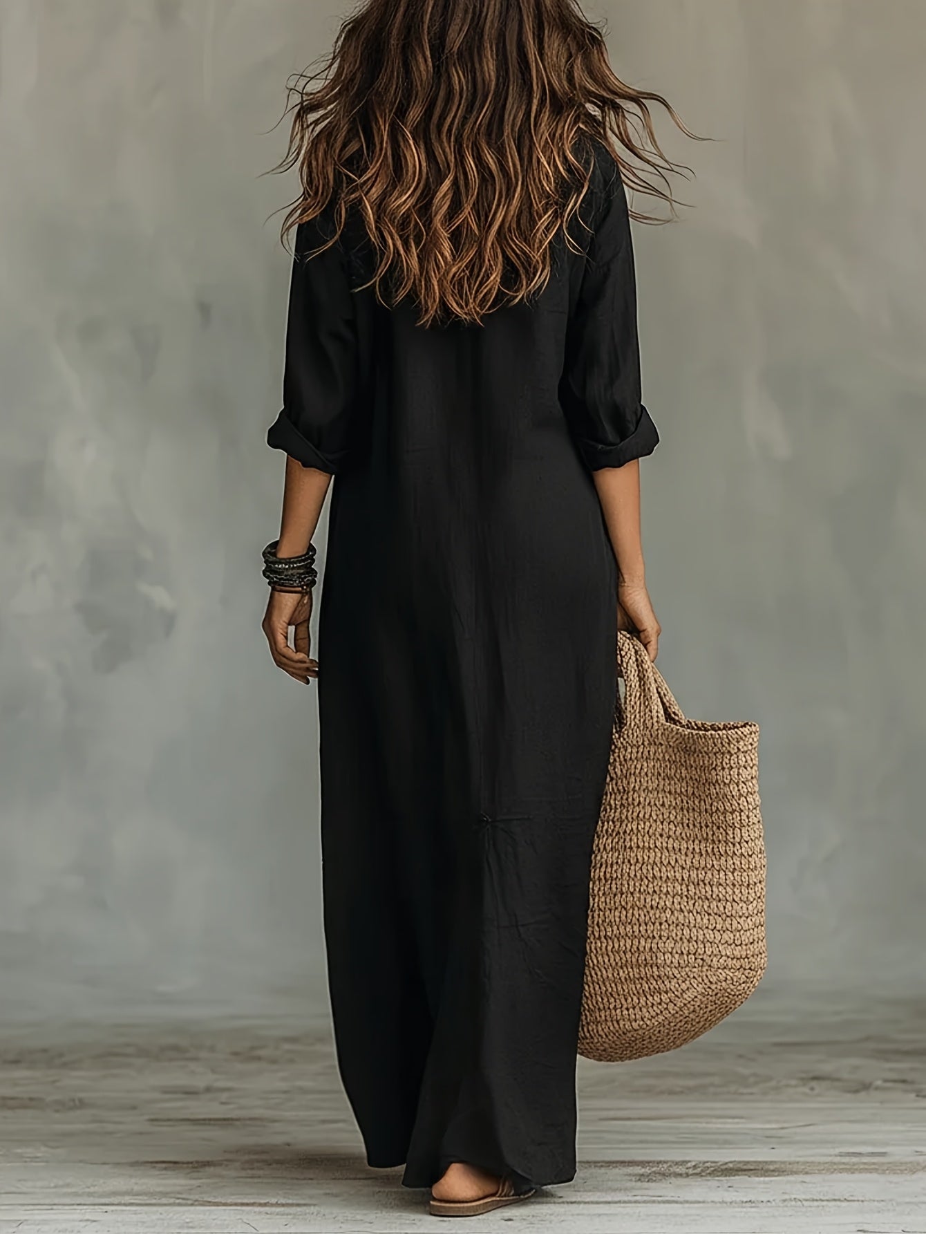 Mattea | Minimalist Bohemian Black Maxi Dress