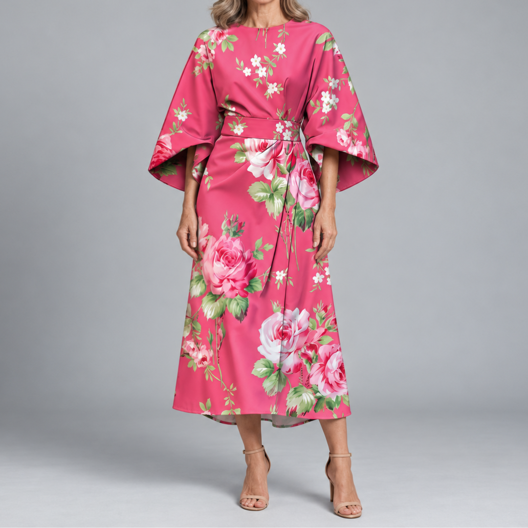 Bronwyn | Statement Print Belted Midi Dress