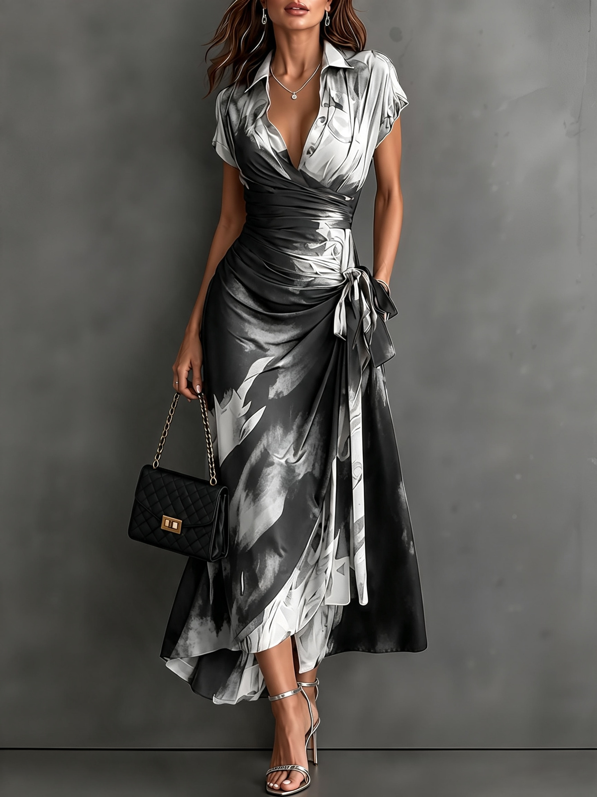 Delphine | Abstract Wrap Dress