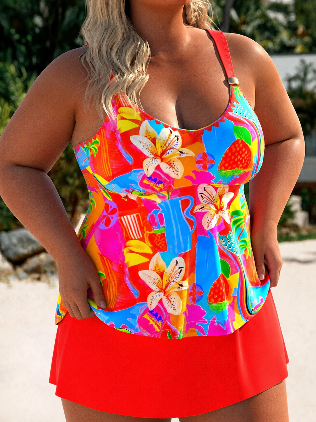 Eleanor | Plus Size Chic Floral Tankini Swim Dress