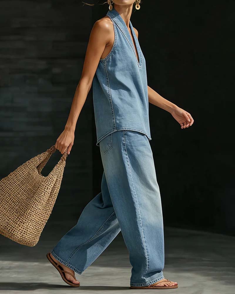 MARTINA | LONG FLUID V-NECK SET