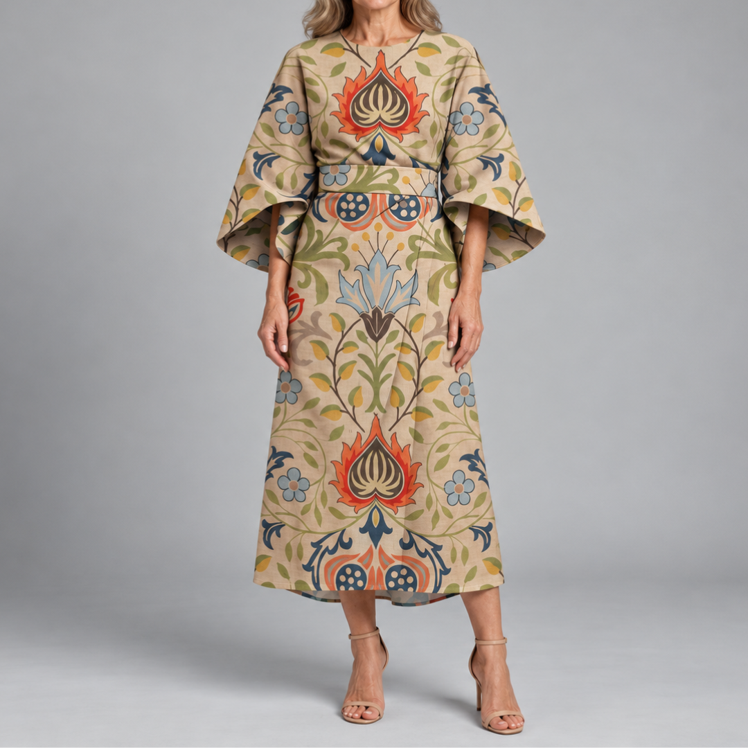 Bronwyn | Statement Print Belted Midi Dress