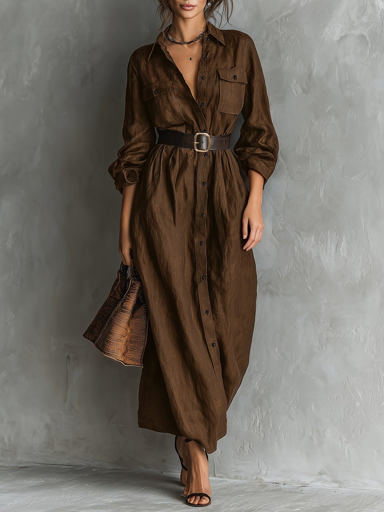 Demi | Luxury Earth-Tone Maxi Dress