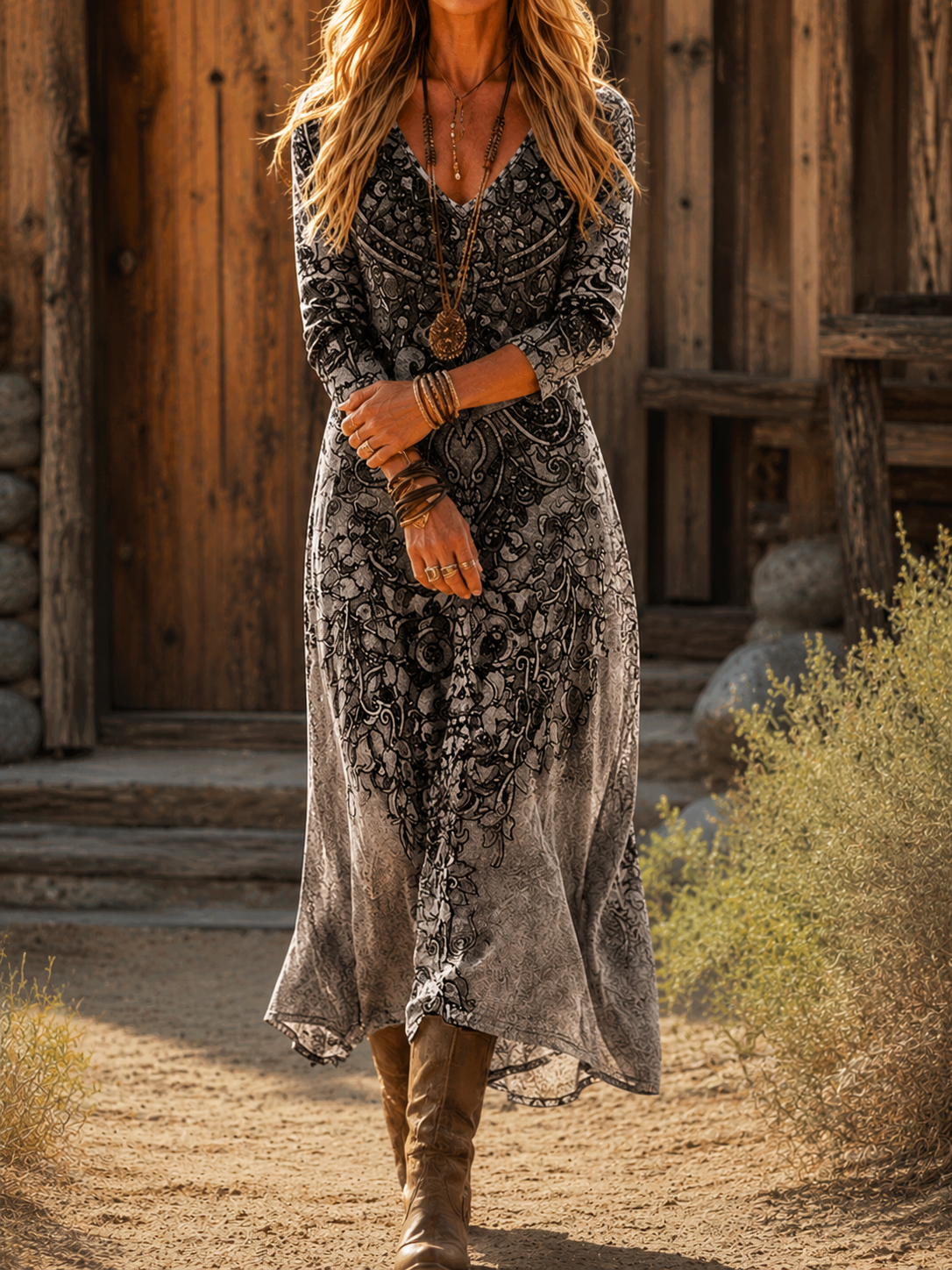 Celandra | Vintage Bohemian Autumn Dress