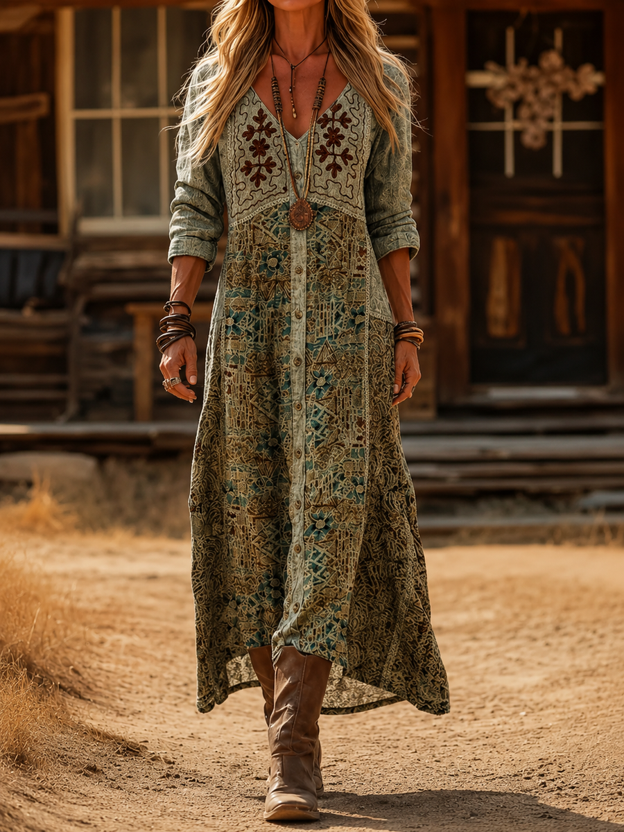Cerelia | Vintage Bohemian Autumn Dress