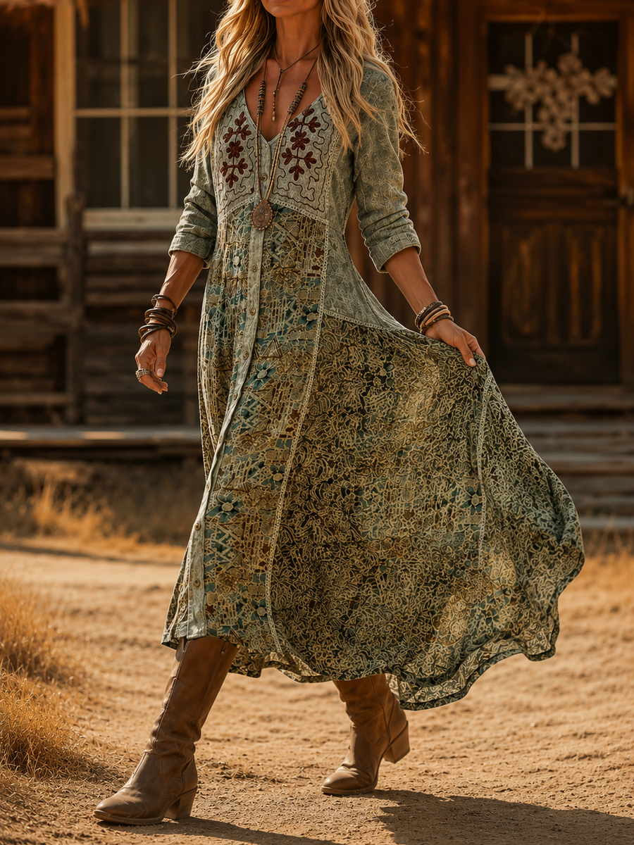 Cerelia | Vintage Bohemian Autumn Dress