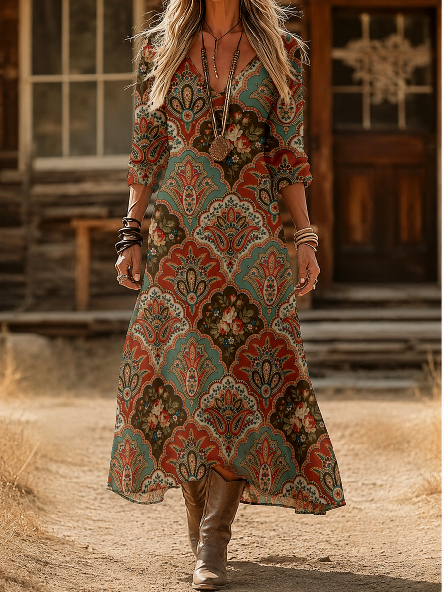 Cypriana | Vintage Bohemian Autumn Dress