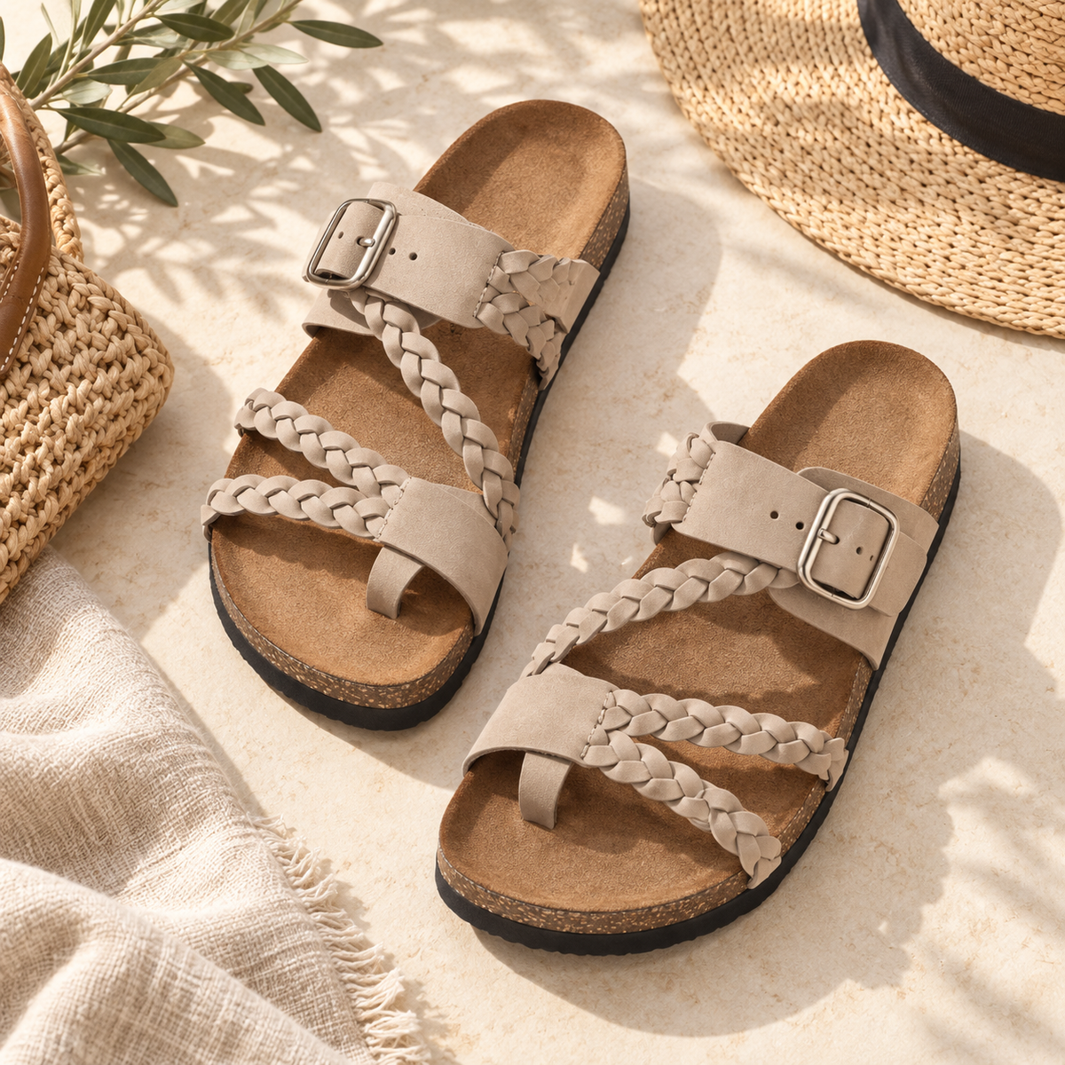 HAYLEIGH™ – Orthopaedic Braided Leather Sandal