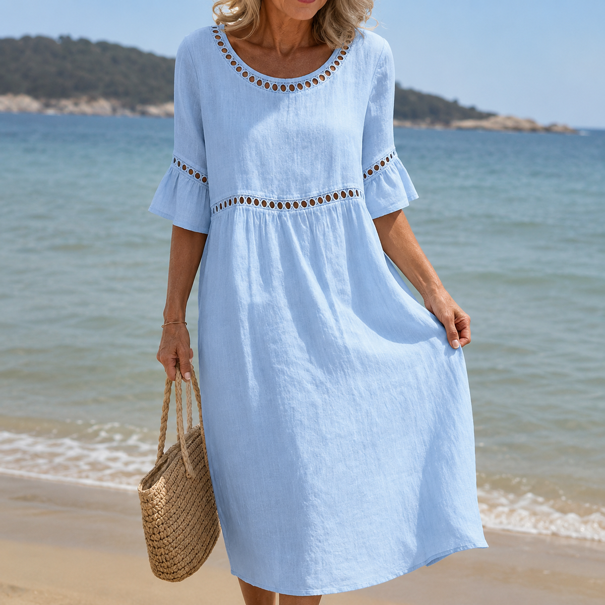 Chloe | Long Cotton Dress with Tummy Control