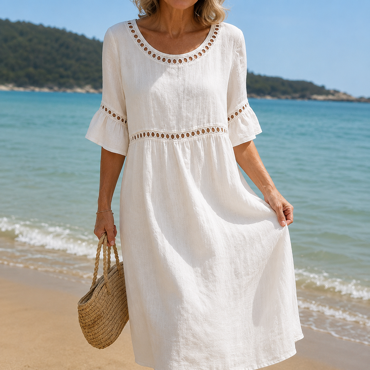 Chloe | Long Cotton Dress with Tummy Control