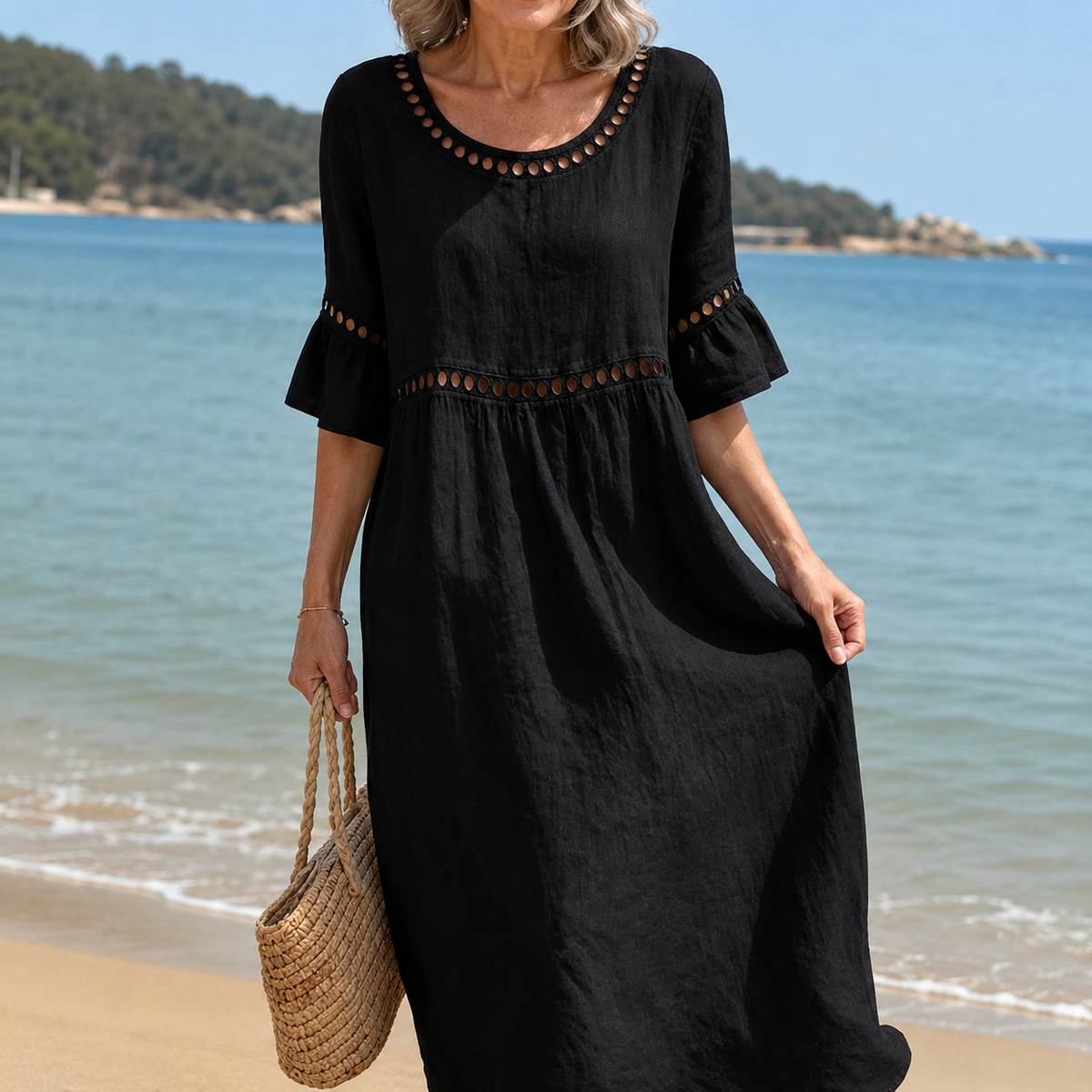 Chloe | Long Cotton Dress with Tummy Control