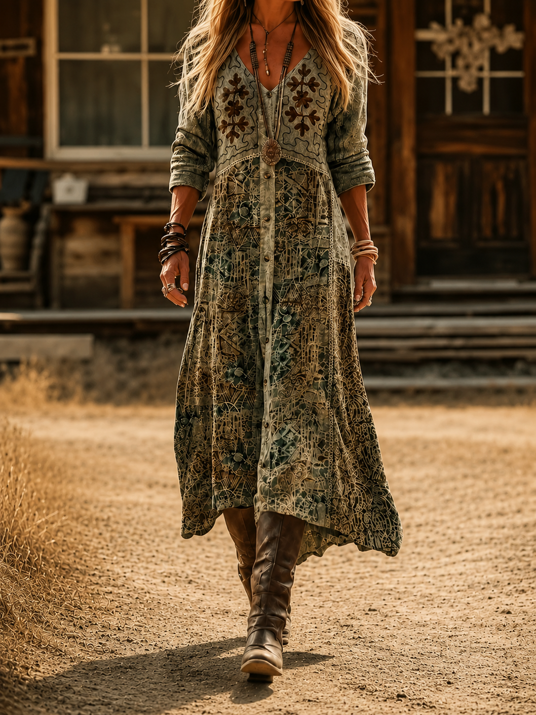 Avalora | Vintage Bohemian Autumn Dress