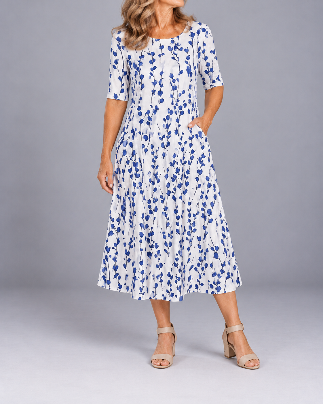 Marguerite | Floral Midi Dress with Pockets