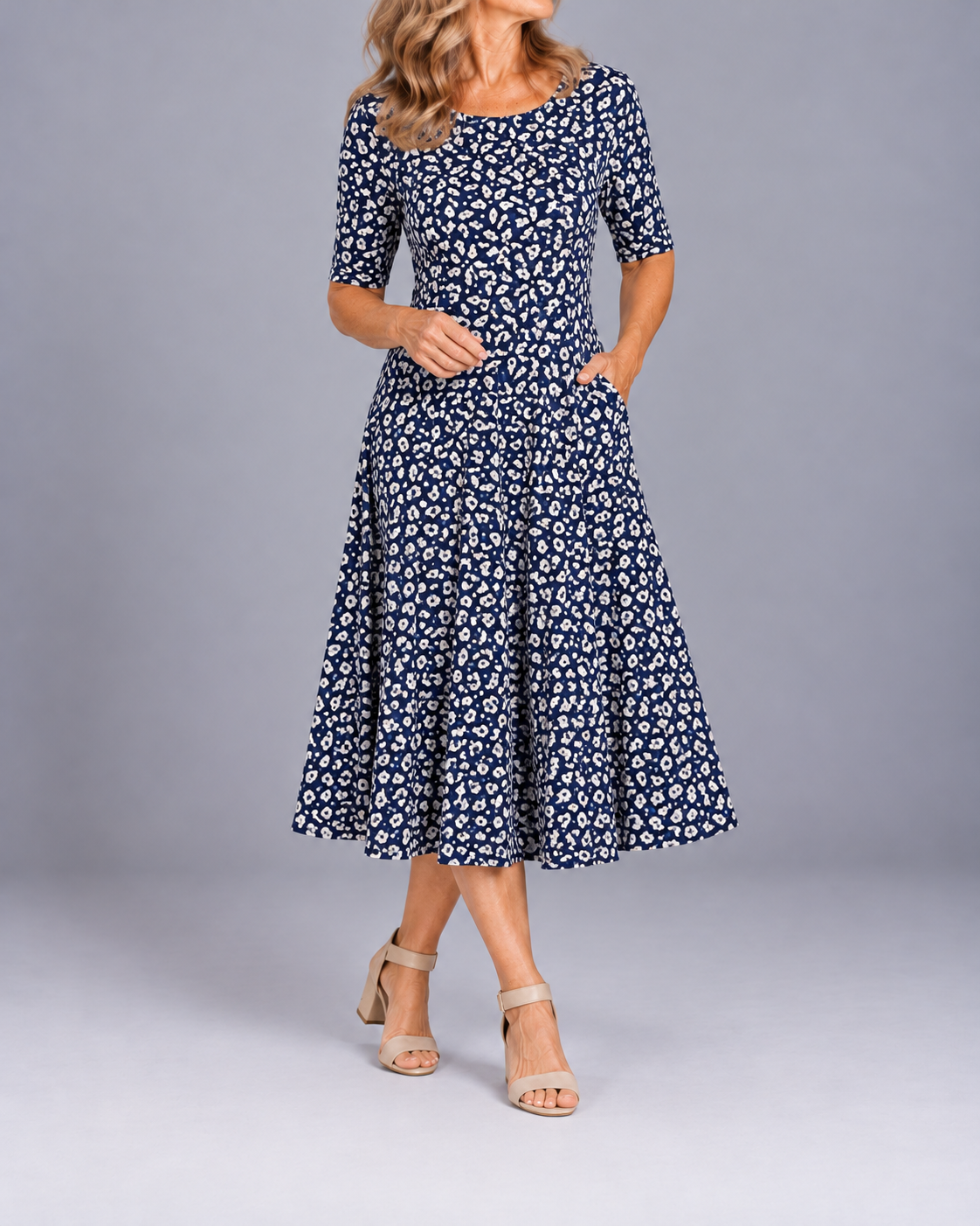 Marguerite | Floral Midi Dress with Pockets