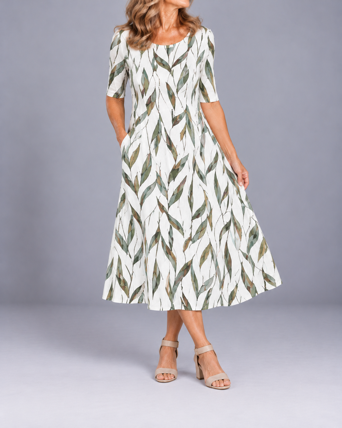Marguerite | Floral Midi Dress with Pockets