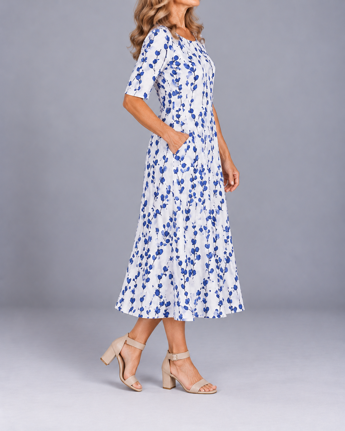 Marguerite | Floral Midi Dress with Pockets