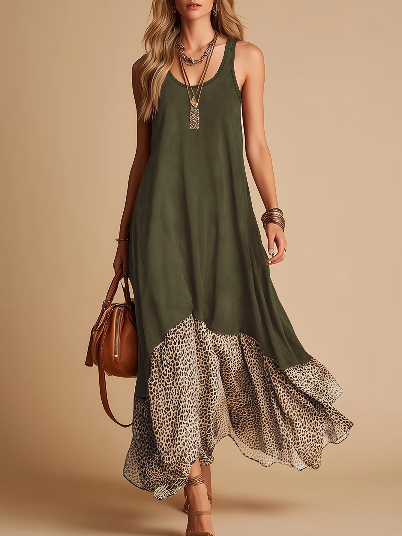 Emerson | Bohemian Leopard Hem Maxi Dress