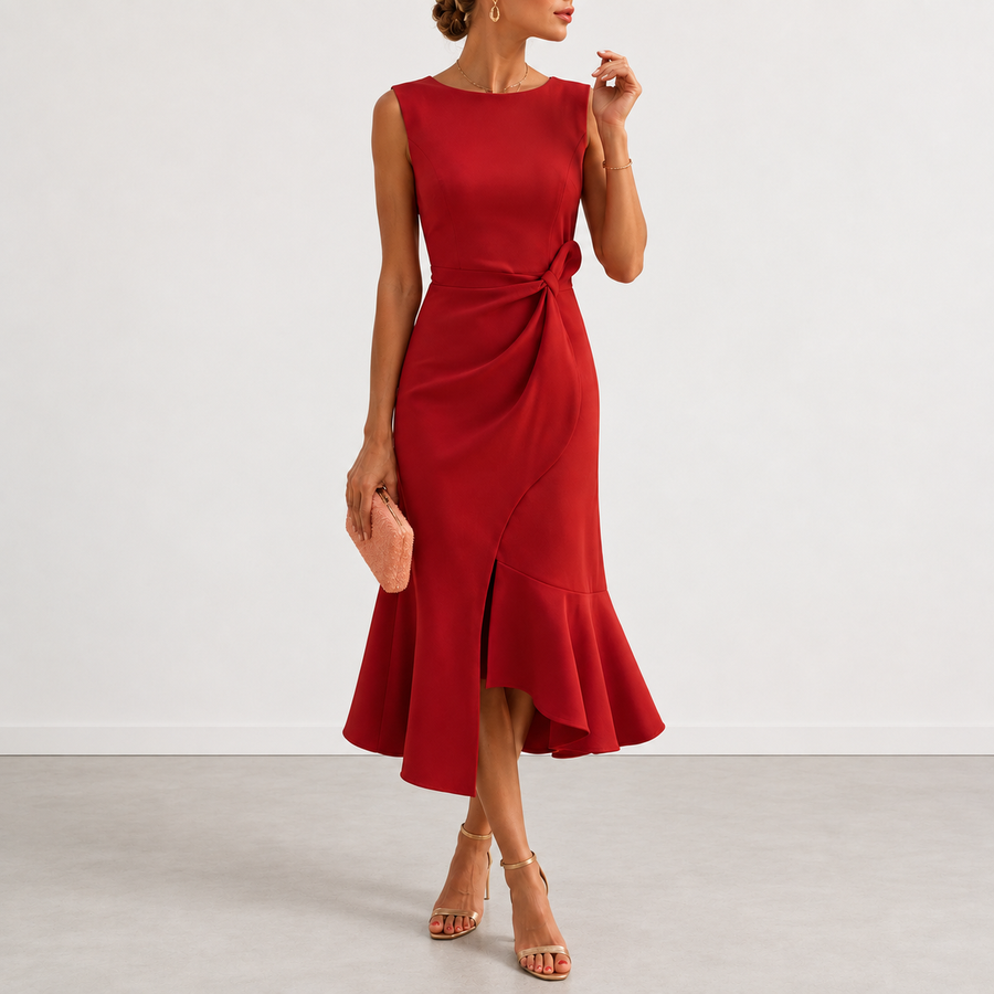 EVELYN | DRAPED MIDI DRESS FOR WOMEN