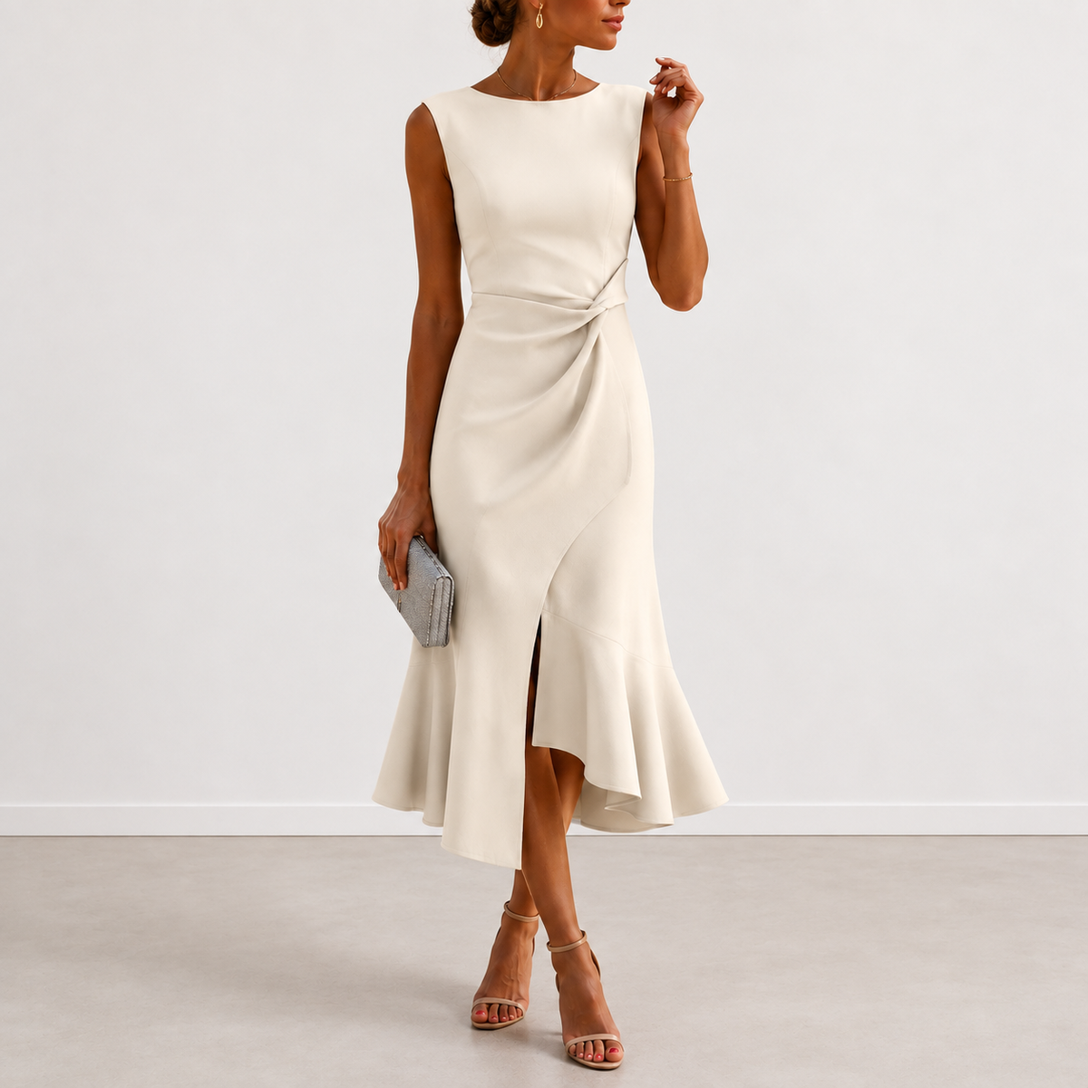 EVELYN | DRAPED MIDI DRESS FOR WOMEN