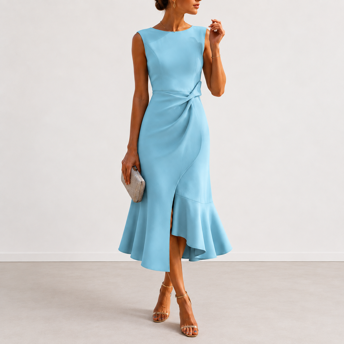 EVELYN | DRAPED MIDI DRESS FOR WOMEN