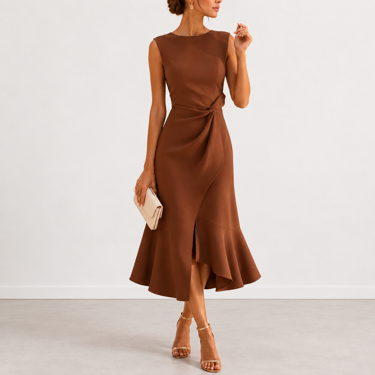 EVELYN | DRAPED MIDI DRESS FOR WOMEN